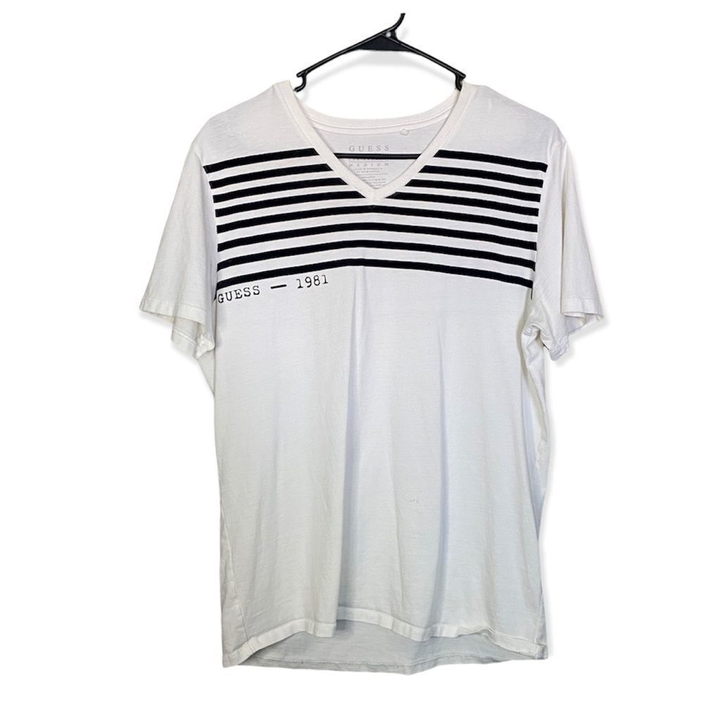 Men's guess black striped white t-Shirt